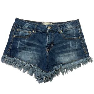 Altar'd State- Distressed Dark Denim Fray Hem Jean Shorts- Size: 9 (29)
